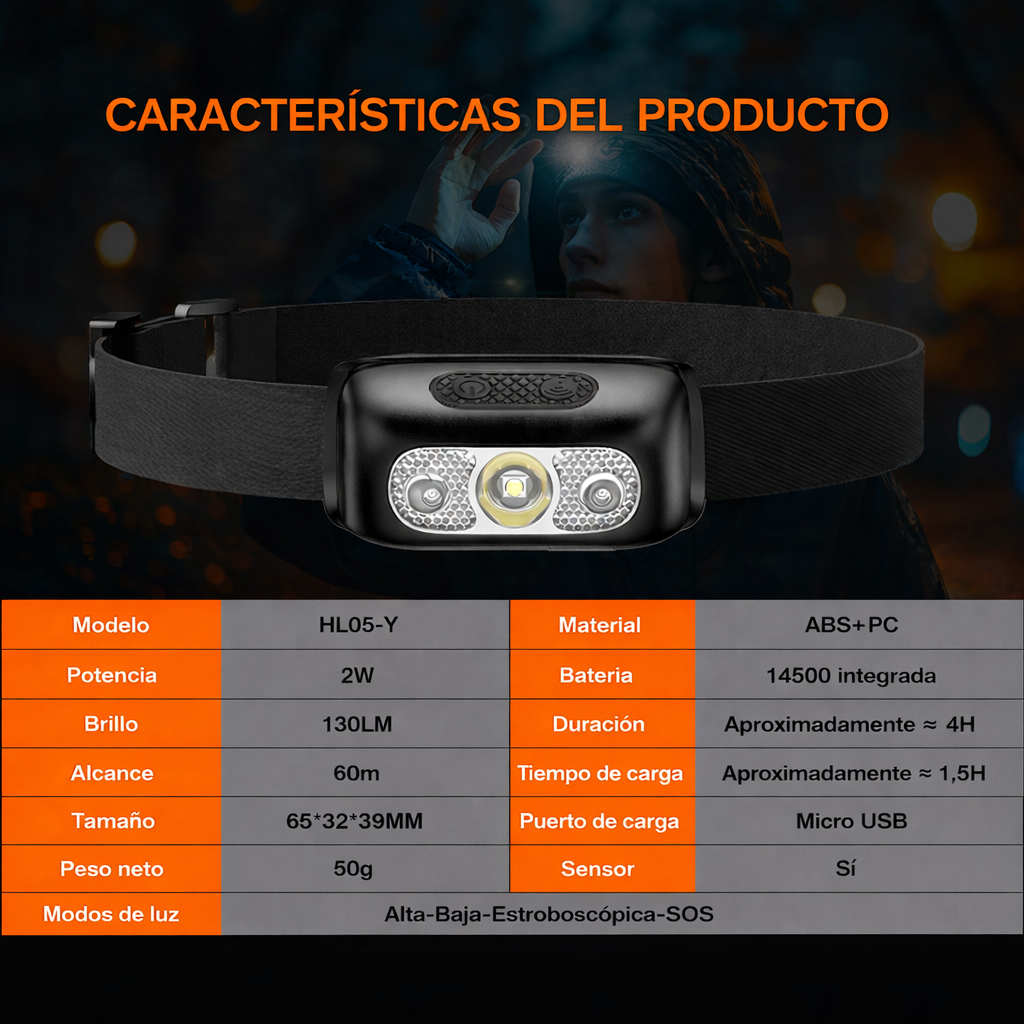 Linterna Frontal STM 130 Lúmenes